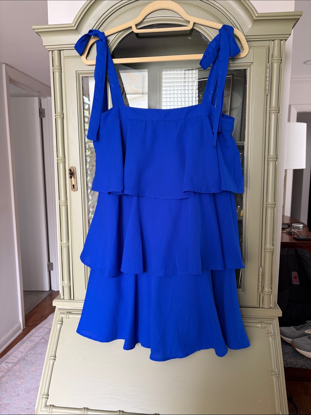 entro Royal Blue Tiered Mini Dress with Tie Straps